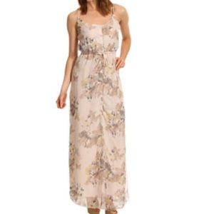 Brigette Bailey tan floral overlay dress.  SZ L